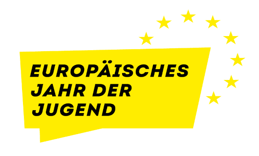 Schriftzug &quotEuropäisches Jahr der Jugend" vor gelbem Hintergrund. Foto: Europäische Union, Logo Europäisches Jahr der Jugend