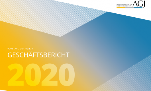 Cover der Geschäftsberichtes 2020 in den Farben gelb, blau und weiß.