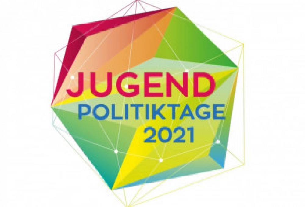Ein buntes Sechseck bildet das Logo der JugendPolitikTage 2021.