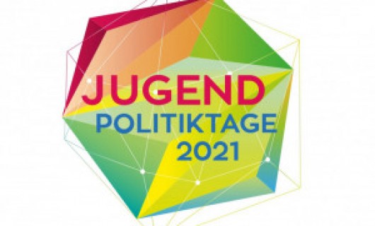 Ein buntes Sechseck bildet das Logo der JugendPolitikTage 2021.