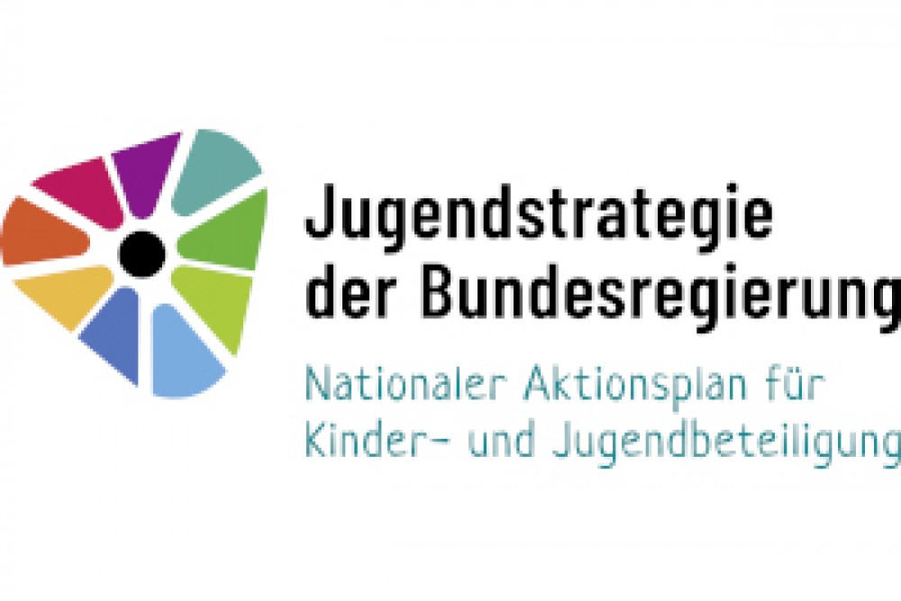 Logo Jugendstrategie, Iris bestehend aus bunten Farben