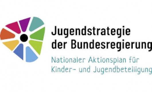Logo Jugendstrategie, Iris bestehend aus bunten Farben